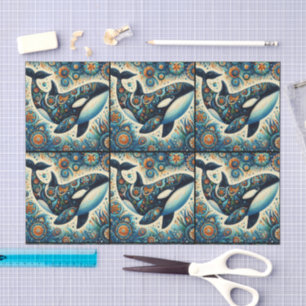Papel De Seda Orca Killer Baleia Whimsical Náutica