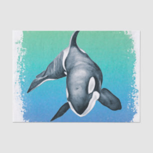 Papel De Seda Orca Whale Teal Crystal
