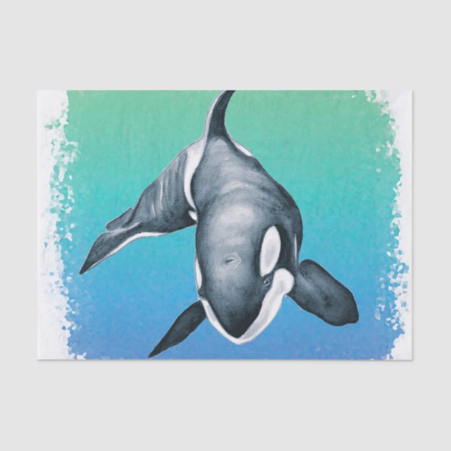 Papel De Seda Orca Whale Teal Crystal (Frente )