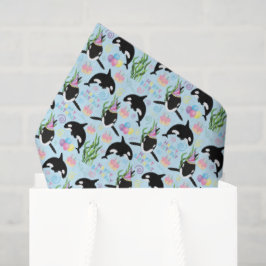 Papel De Seda Orca Whale Tissue Paper in Blue