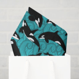 Papel De Seda Orcas Matadoras no Oceano Patternadas