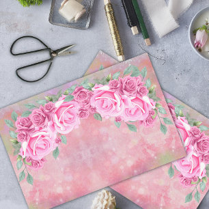 Papel De Seda Organização Feminina Romântica de Rosas Rosa El