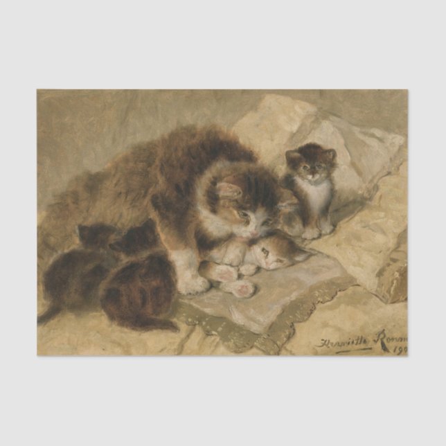 Papel De Seda Orgulho da Mãe por Henriette Ronner-Knip (Frente )
