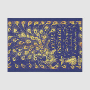 Papel De Seda Orgulho e Preconceito do Cobrir Azul Dourado do Li