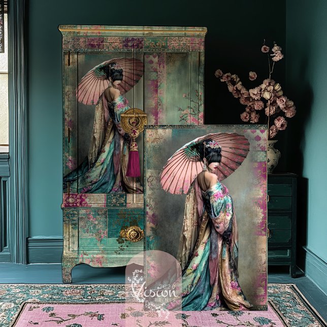Papel De Seda Oriental - Elegante Geisha - Retrato (Oriental Aesthetics, Portrait Elegant Geisha, Eclectic Art Decoupage Tissue Paper)