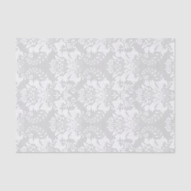 Papel De Seda Ornamentado Branco Roda Cinza de Luz Personalizada (Frente )