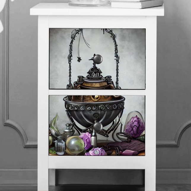 Papel De Seda Ornamentado Cauldron com Witchery e Rosas Roxos (Criador carregado)