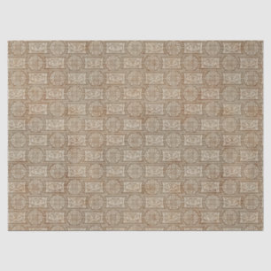 Papel De Seda Ornamentado - Círculos castanhos e Retângulos -