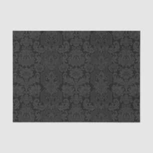 Papel De Seda Ornamentado Elegante Damasco Preto Vitoriano