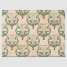 Ornamentado Patina Harps em Tan Decoupage