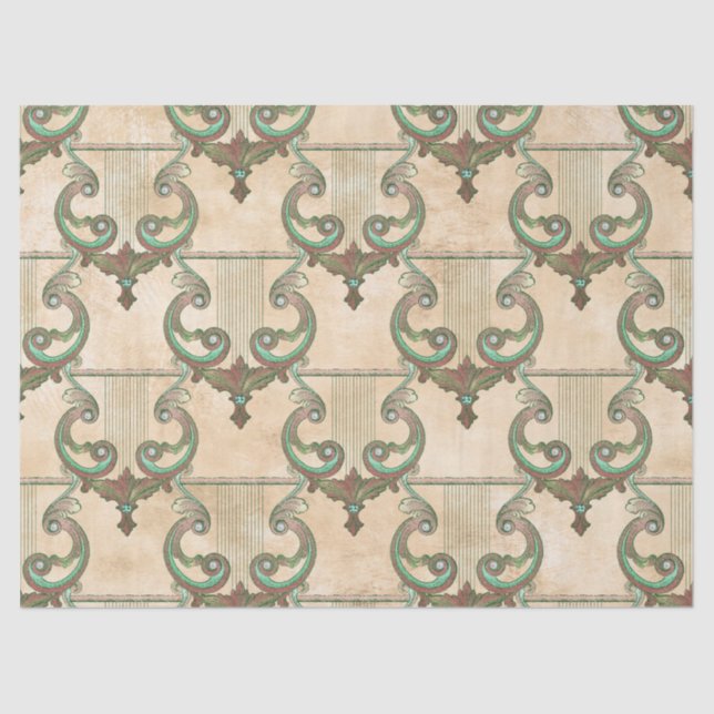 Papel De Seda Ornamentado Patina Harps em Tan Decoupage (Frente )