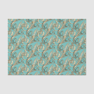 Papel De Seda Ornamentado Vintage Dourado Monograma P Tecido