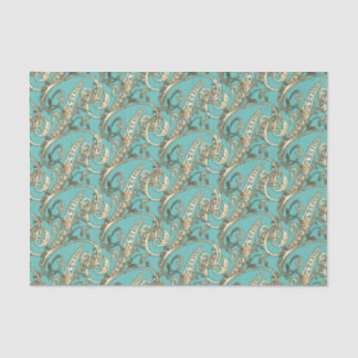 Papel De Seda Ornamentado Vintage Dourado Monograma P Tecido