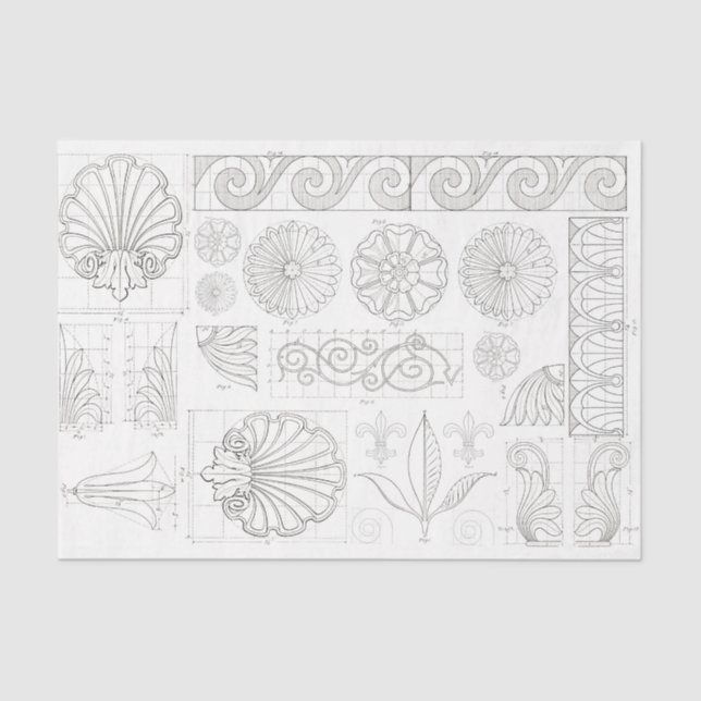 Papel De Seda Ornamentos de Vintage (Frente )