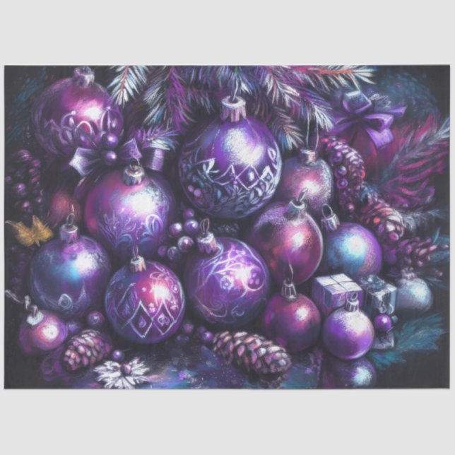 Papel De Seda Ornamentos em tons de giz roxo (Frente )