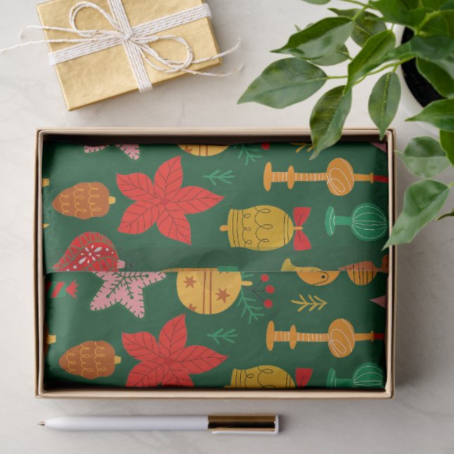 Papel De Seda Ornamentos Festivos E Reindeer Natal (Presente)