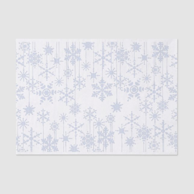 Papel De Seda Ornamentos Flocos de Neve Azul-Gelo (Frente )