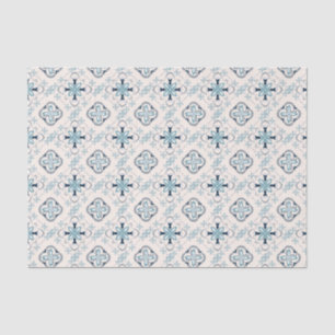 Papel De Seda ornamentos marroquinos creme-azul na moda