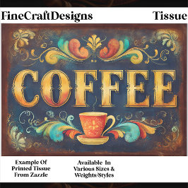 Papel De Seda Ornate Distressed Coffee Typography FA1 Decoupage