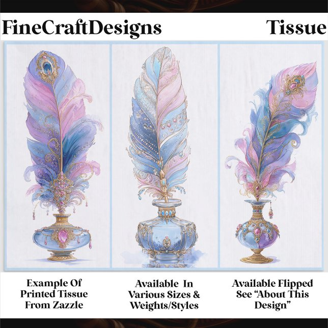 Papel De Seda Ornate Elegant Quill & Inkwell Trio EQ2R Decoupage (Criador carregado)