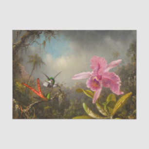 Papel De Seda Orquídea com dois beija-flores