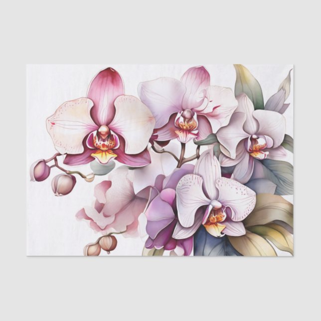 Papel De Seda Orquídea Floral Molha (Frente )