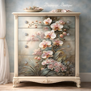 Papel De Seda Orquídea Rosa Suave Cascata Elegância Decoupagem