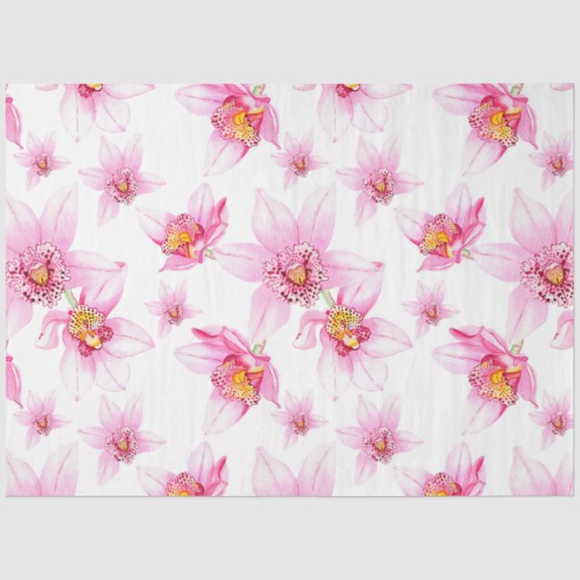 Papel De Seda Orquídeas Aquarelas Design 15 (Frente )
