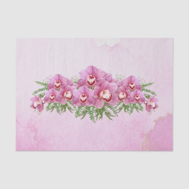 Papel De Seda Orquídeas Rosa bonito Floral (Frente )