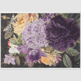 Papel De Seda Orquídeas roxas rosas florais de buquê amarelo