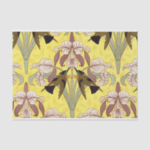 Papel De Seda Orquídeas Selvagens De Aves Russas Vintage