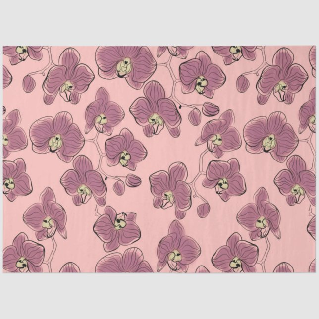Papel De Seda Orquídeas sem costura, orquídeas, flores de falaen (Frente )