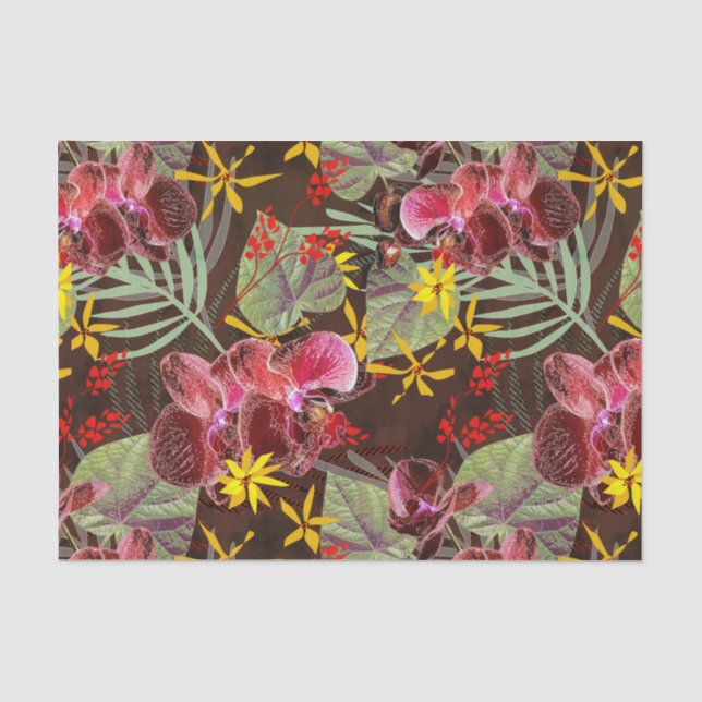 Papel De Seda Orquídeas vermelhas. (Frente )