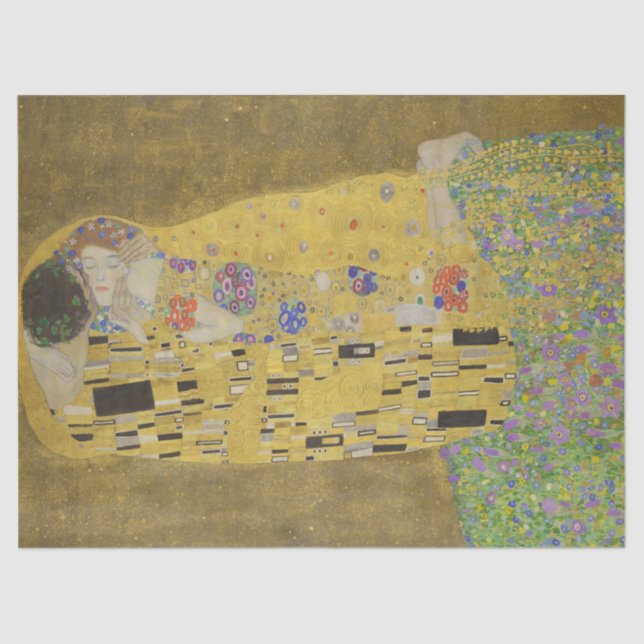 Papel De Seda Os amantes beijando o abraço de Gustav Klimt (Frente )