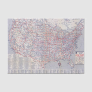Papel De Seda Os Estados Unidos do mapa de estradas