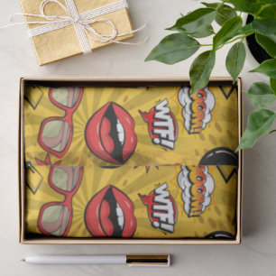 Papel De Seda Os lábios retros da bomba vermelhos/ouro ID553