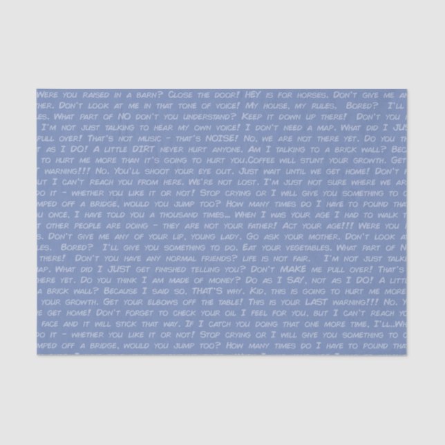 Papel De Seda Os pais dizem "dadismos" (Frente )