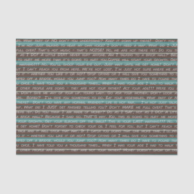 Papel De Seda Os pais dizem "dadismos" em listras (Frente )