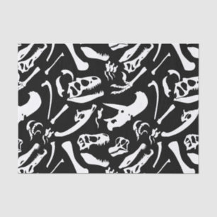 Papel De Seda Ossos do Dinossauro (Preto e Branco) 
