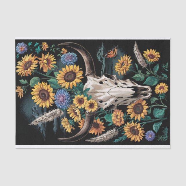 Papel De Seda Ossos e Flores, Flores Silvestres e Velho Oeste (Frente )