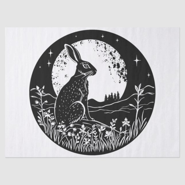 Papel De Seda Ostara Wiccan Magic Hare Silhoupage (Frente )