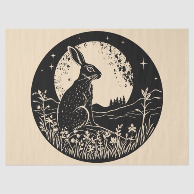 Papel De Seda Ostara Wiccan Magic Hare Silhoupage (Frente )