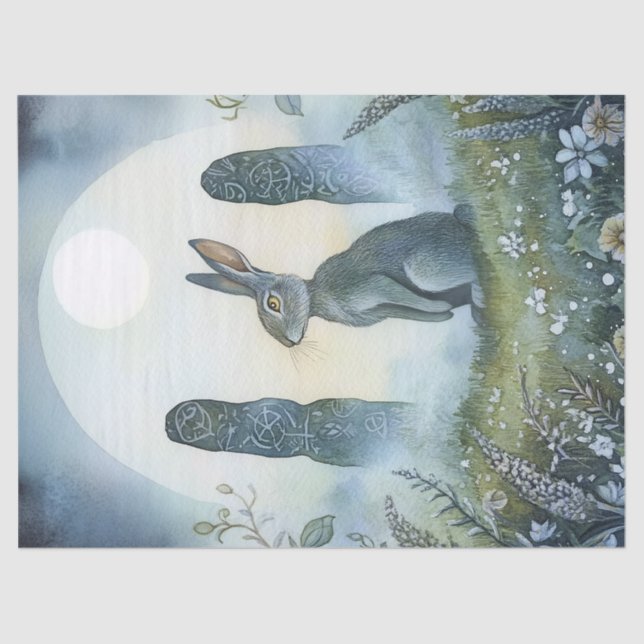 Papel De Seda Ostara Wiccan Magic Hare Stones Decoupage (Frente )