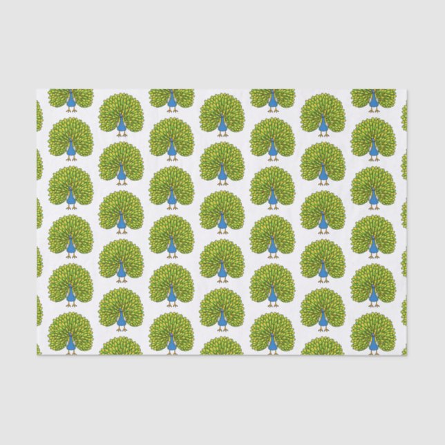 Papel De Seda Ótima ilustração de pássaro pavão brilhante (Frente )