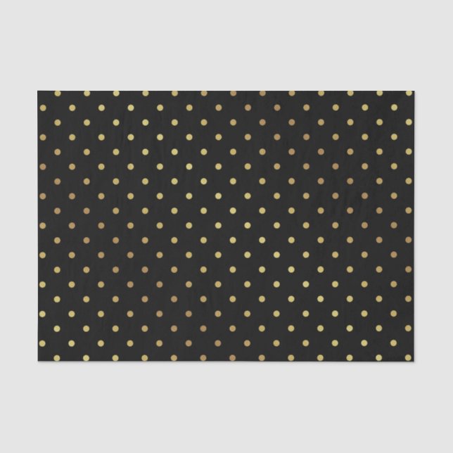 Papel De Seda Ouro à moda e bolinhas pretas (Frente )