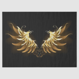Papel De Seda Ouro Angel Wings sobre fundo preto