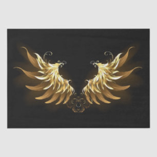 Papel De Seda Ouro Angel Wings sobre fundo preto
