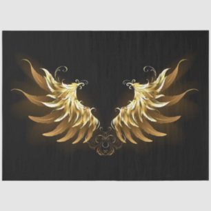 Papel De Seda Ouro Angel Wings sobre fundo preto