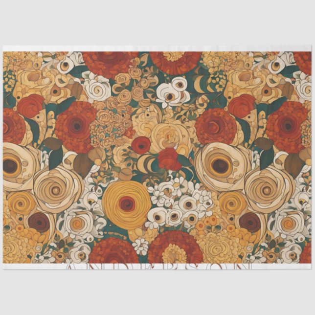 Papel De Seda Ouro Boho Garden Floral (Frente )