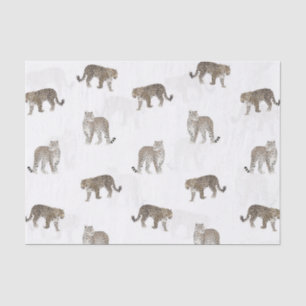 Papel De Seda Ouro Branco moderno Animais da Selva-Leopardo
